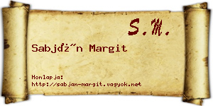 Sabján Margit névjegykártya